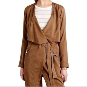 Anthropologie Cartonnier Women’s Brown Vimicon 3/4 Draped Front Trench Coat